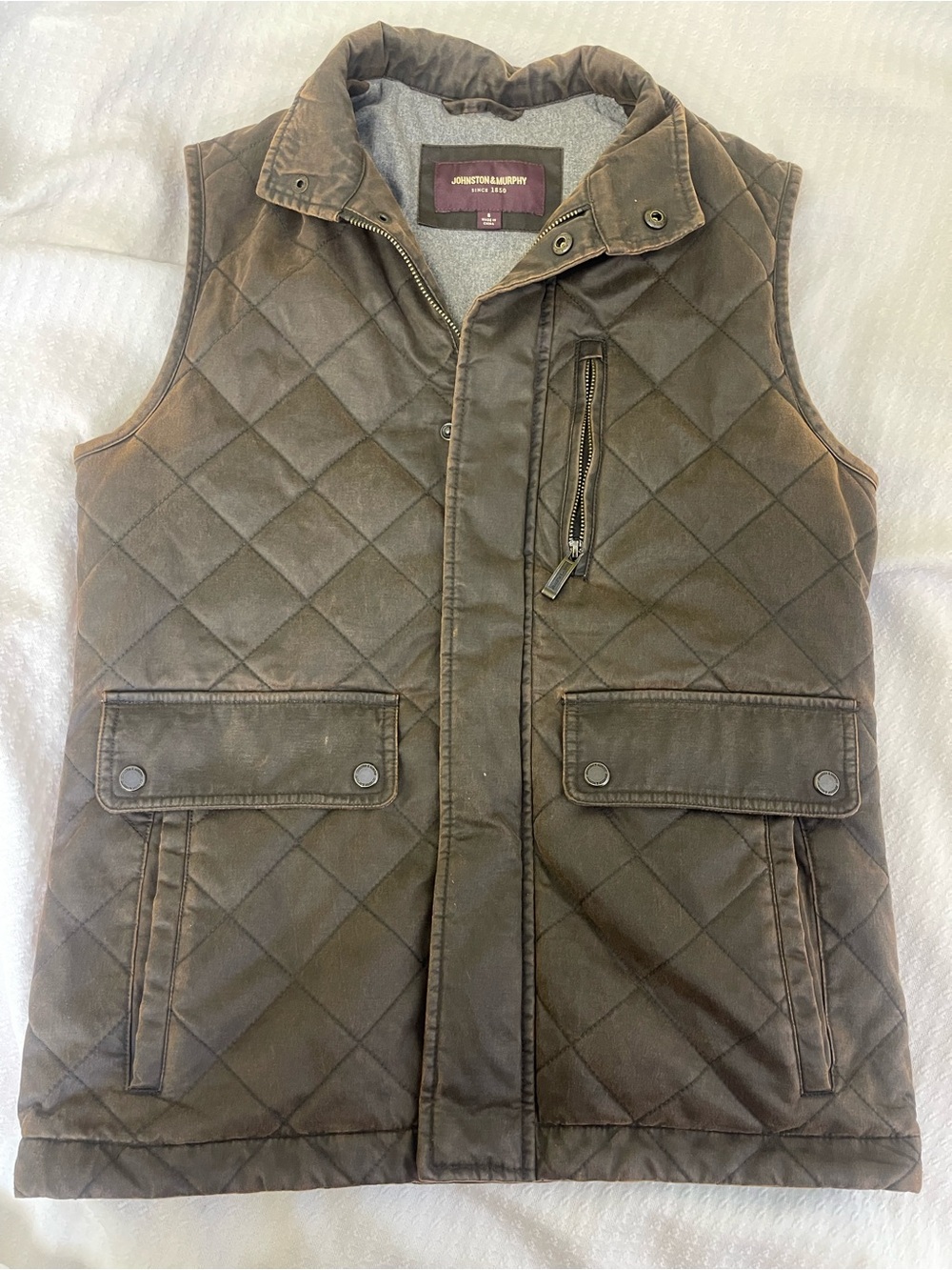 Johnston & Murphy Quilted Olive Brown Utility Vest
